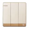 Champagne gold three-way dual-control switch panel, Type 86 household wall decoration panel Item Picture